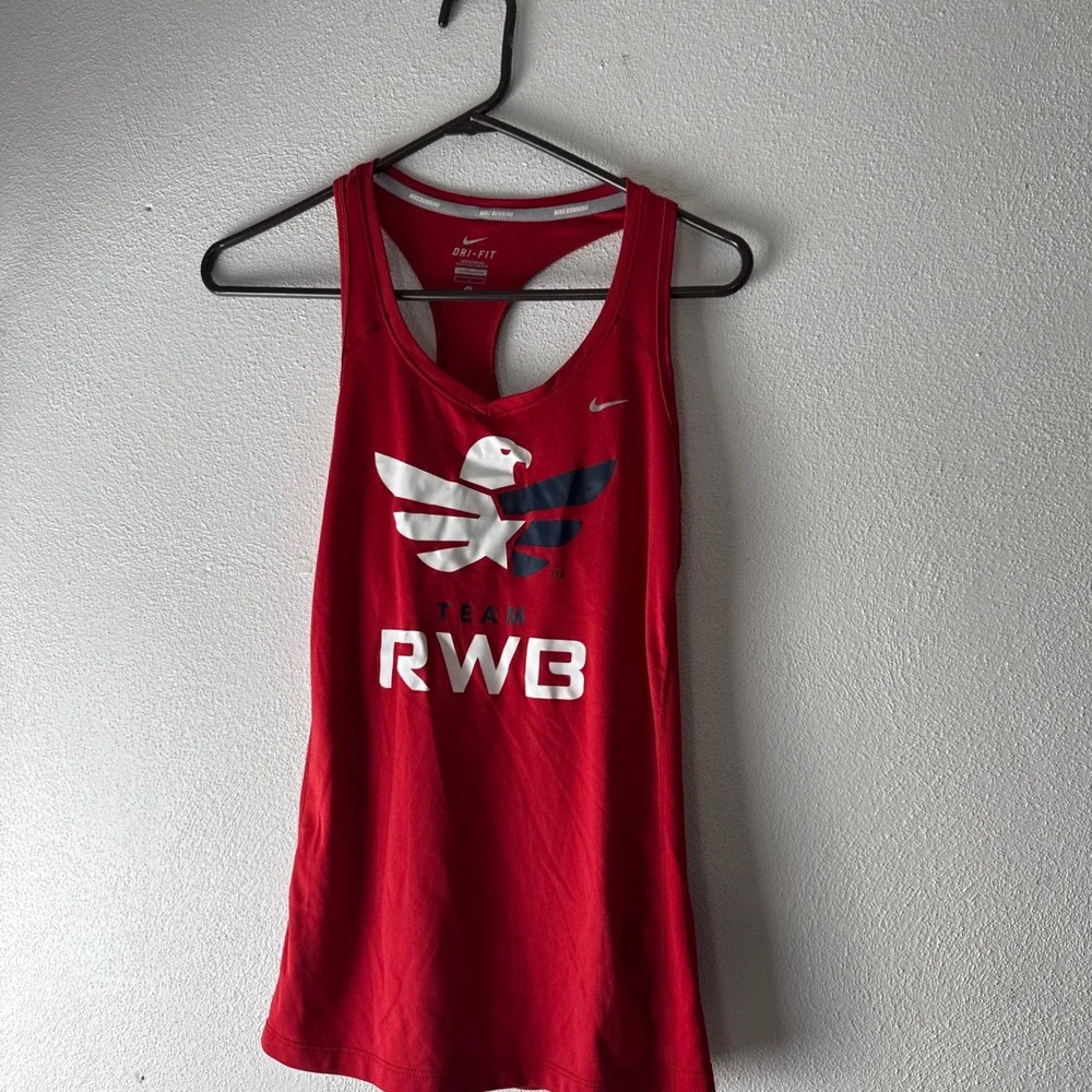 Nike Team RWB Dri-FIT Racerback Tank Top Red Eagle Graphic Women's Mediu Running